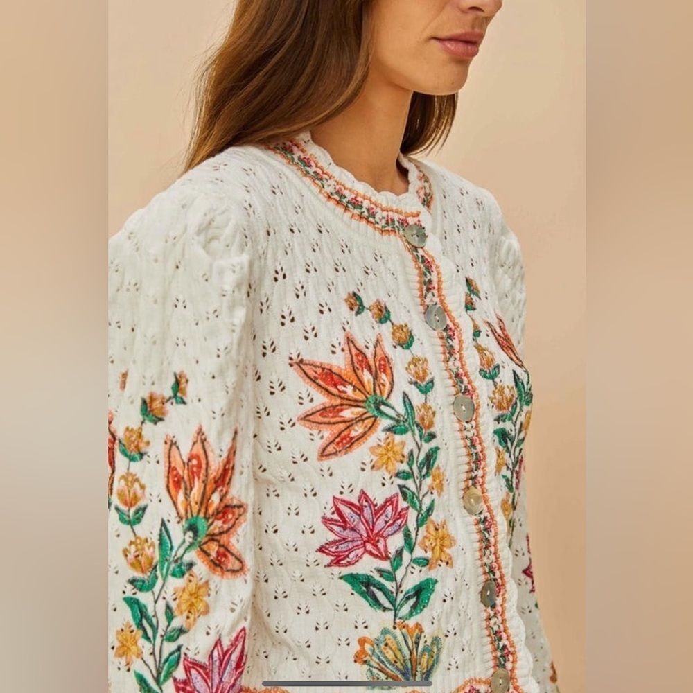 FARM Rio Off White Garden Delight Knit Cardigan - Picture 3 of 13